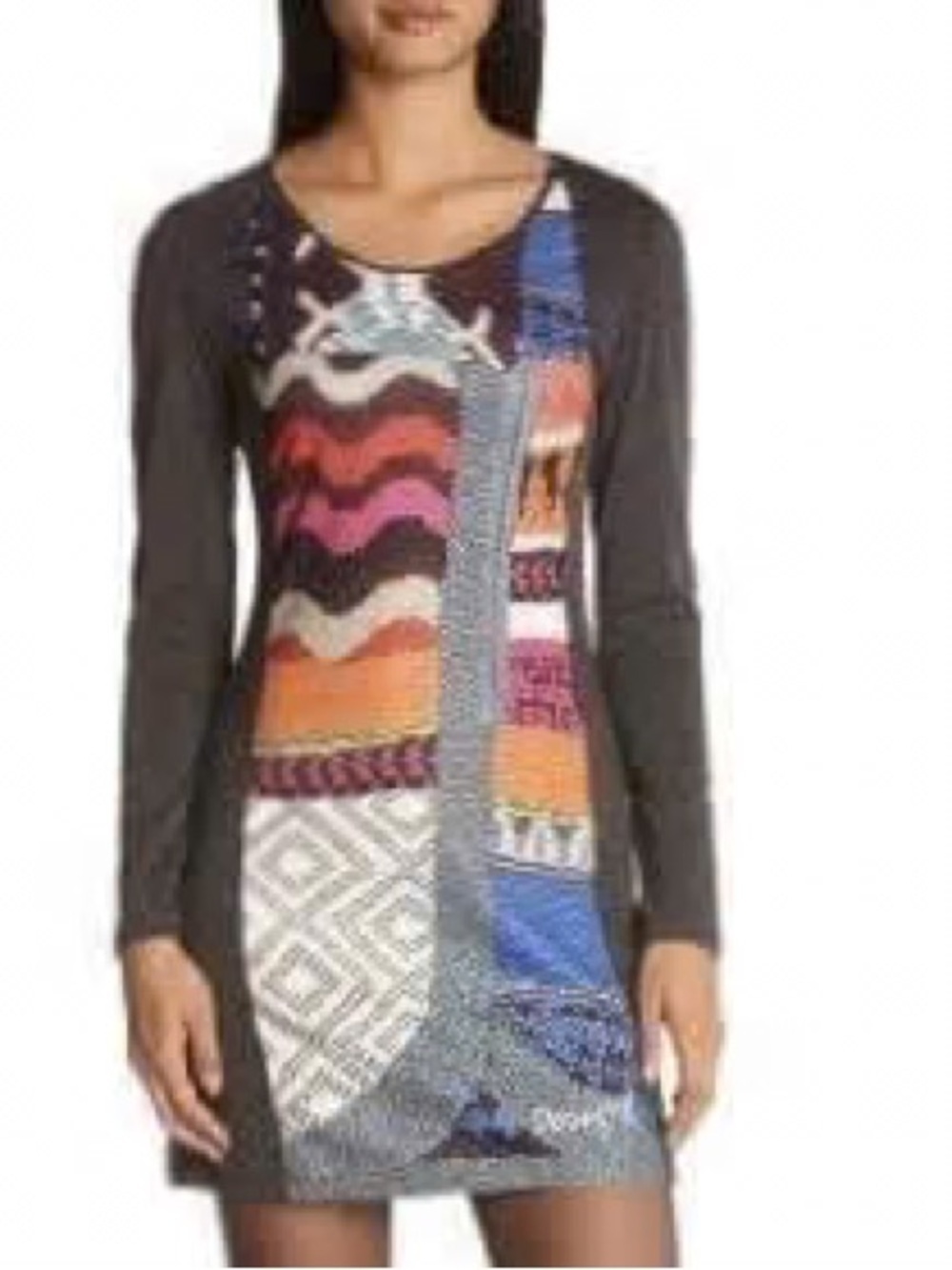 Anthropologie DESIGUAL patchwork dress w hippy vibe - Picture 2 of 7
